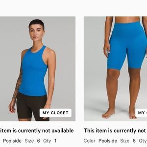 Lululemon Align Poolside Size 6 waist length racerback tank + 10” bike short